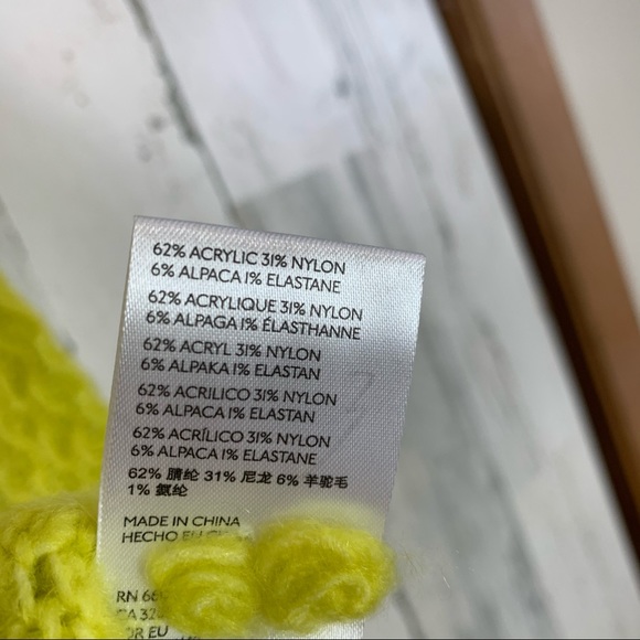 Anthropologie Bia Mock Neck Alpaca Blend Tunic Sweater in Neon Chartreuse XSMALL - Picture 10 of 13